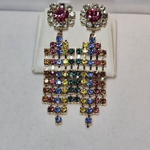 Pink Party Company Rainbow Crystal Drop Earrings